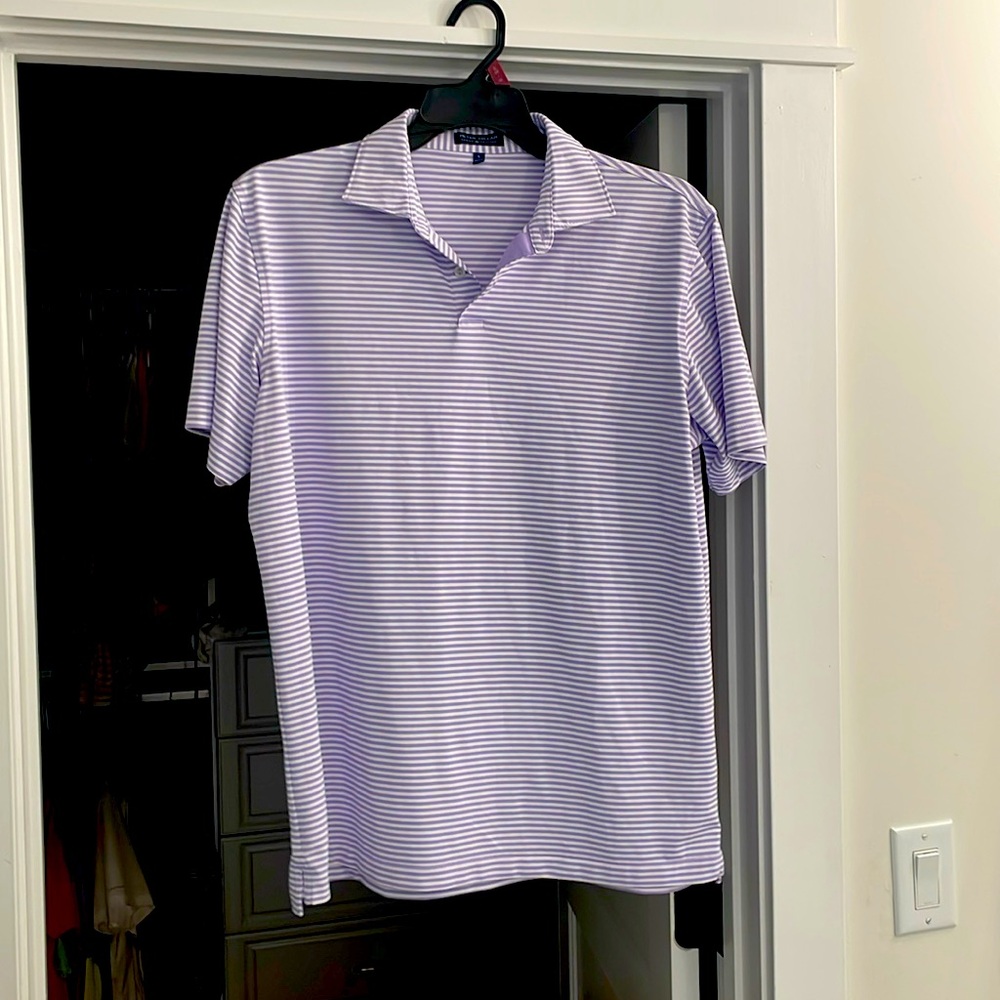 Purple striped Peter Millar Crown Crafted Polo Sawer Performance